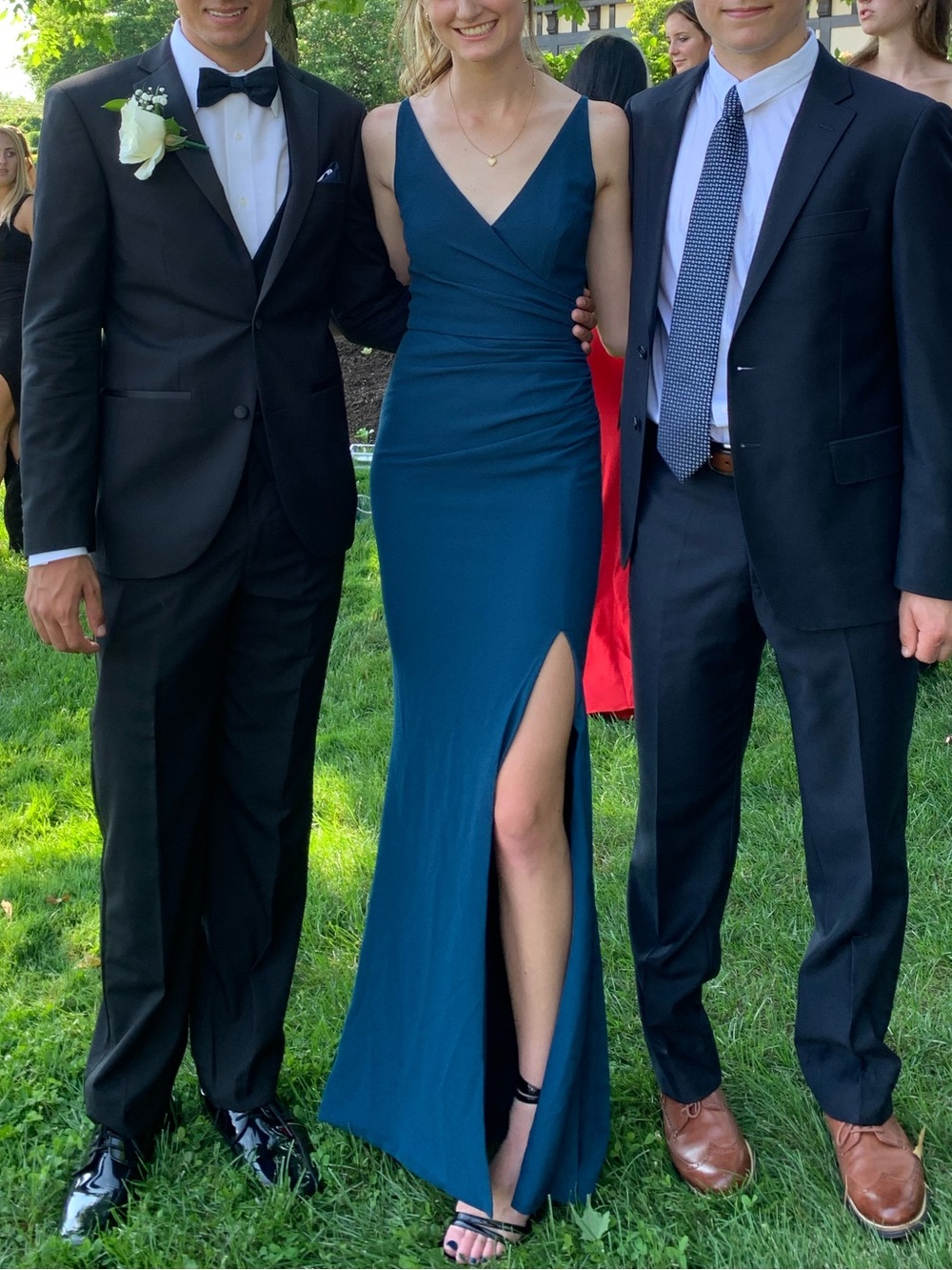 Dress the Population Teal Formal Evening Gown with Side Slit